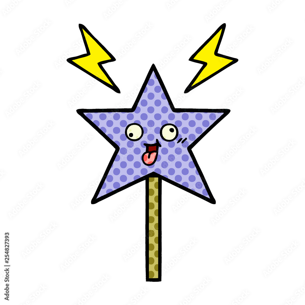 comic book style cartoon magic wand