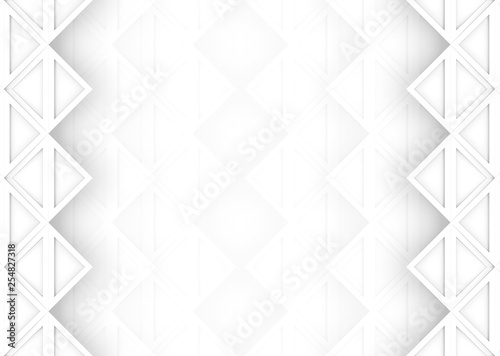 3d rendering. modern tri square grid art shape pattern on white floor banner background.