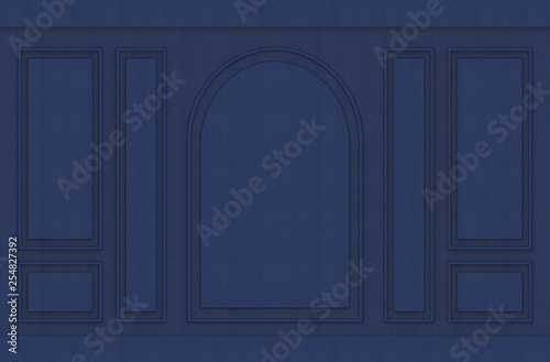 3d rendering. modern luxurious Dark blue classical pattern design vintage wall background.