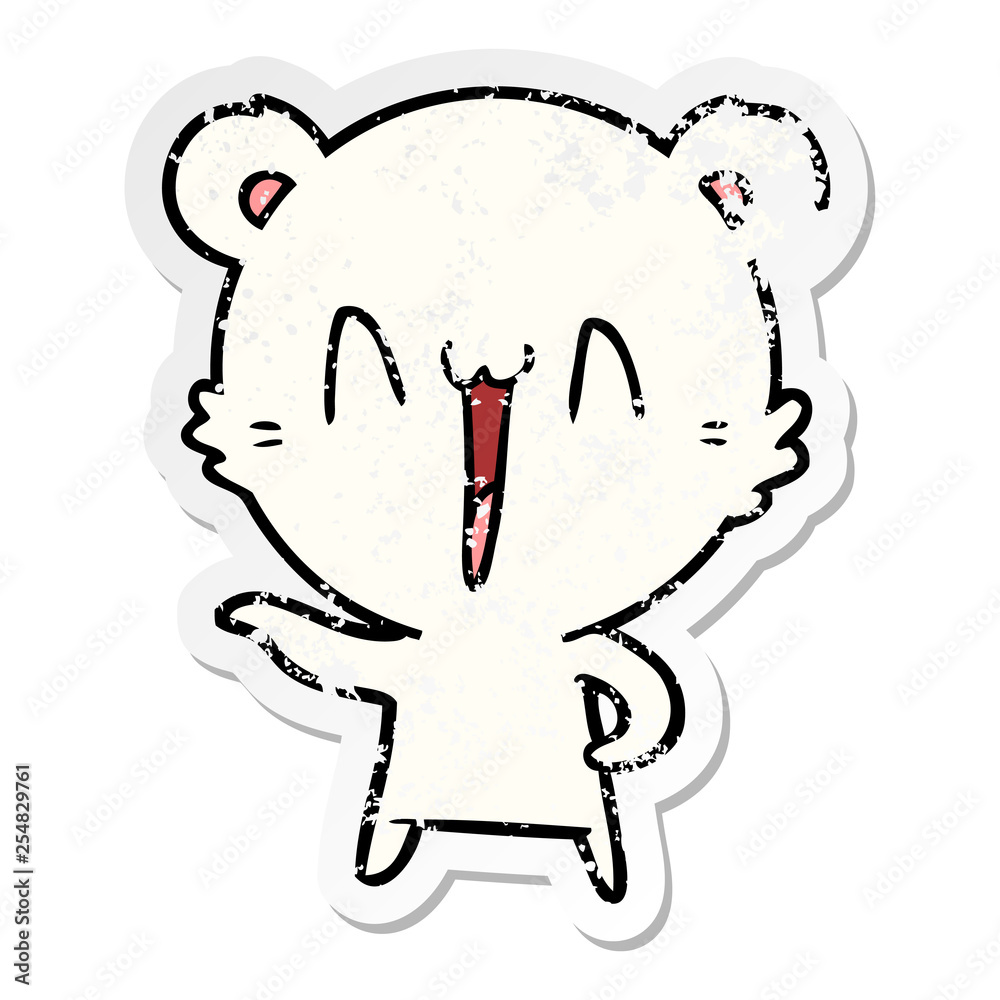 distressed sticker of a laughing polar bear cartoon distressed sticker of a laughing polar bear cartoon