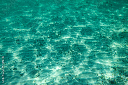 Emerald sea with ripple reflection on surface