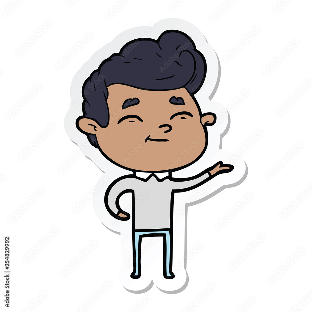 sticker of a happy cartoon man sticker of a happy cartoon man