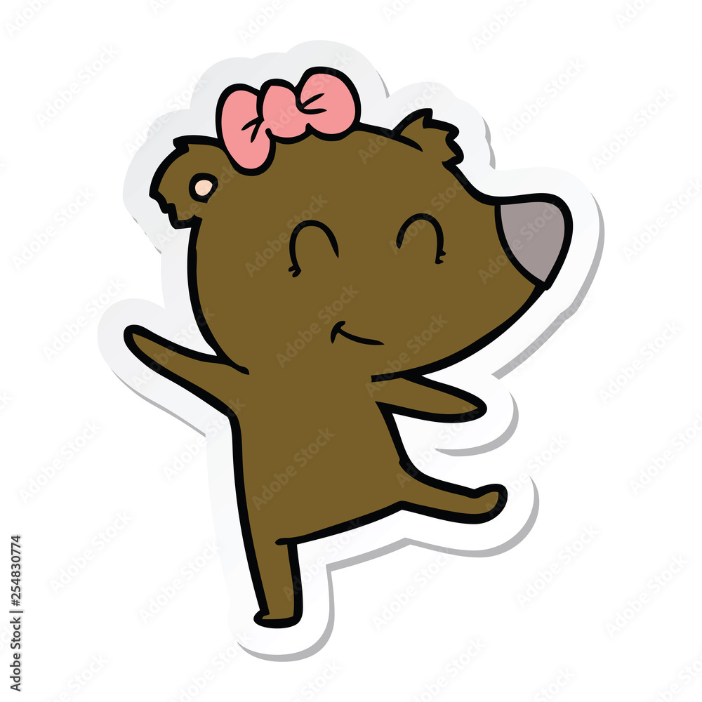 Obraz premium sticker of a female bear cartoon
