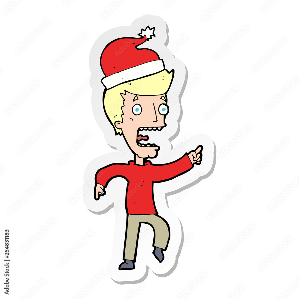 sticker of a cartoon man ready for christmas sticker of a cartoon man ready for christmas