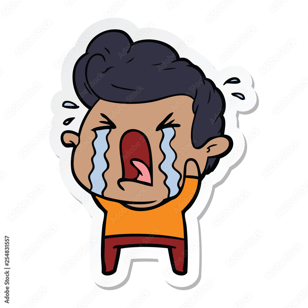 sticker of a cartoon crying man sticker of a cartoon crying man