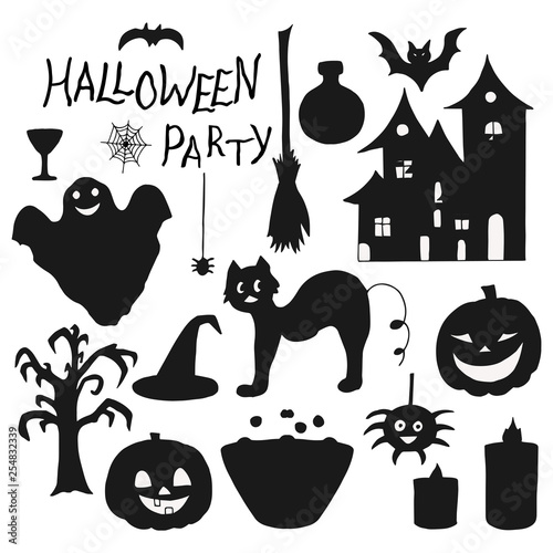 Set of halloween elements