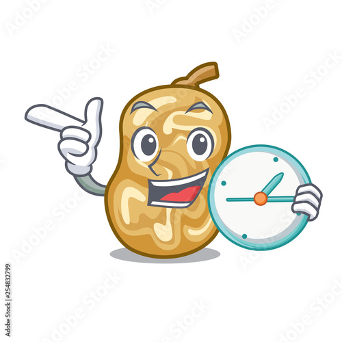 With clock raisins isolated with in the mascot