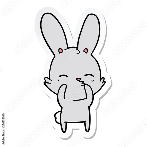 sticker of a curious bunny cartoon