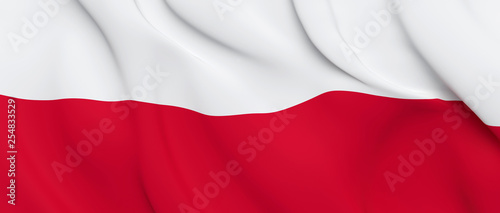 Photo National Fabric Wave Close Up Flag of Poland Waving in the Wind