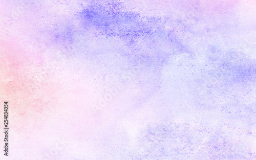 Abstract grungy paper textured pattern for vintage design, retro card template. Light soft pink and purple watercolor brush background. Smooth pastel ink color glow aquarelle smudge illustration