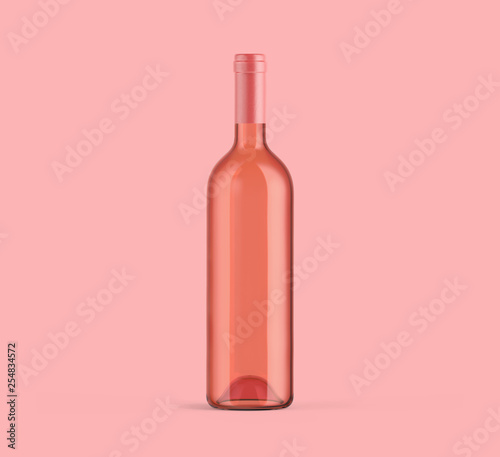 Rose wine bottle on background. Product packaging brand design. Mock up drink with place for you lable and text.