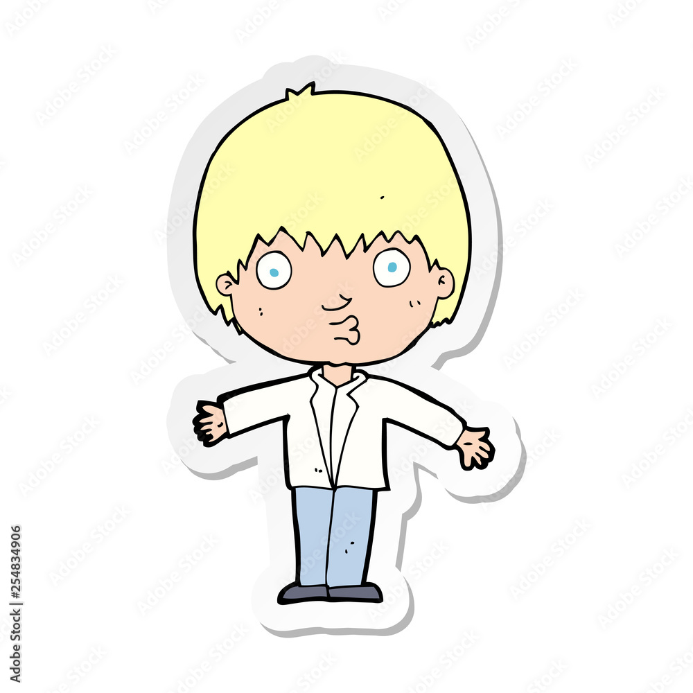sticker of a cartoon amazed boy sticker of a cartoon amazed boy