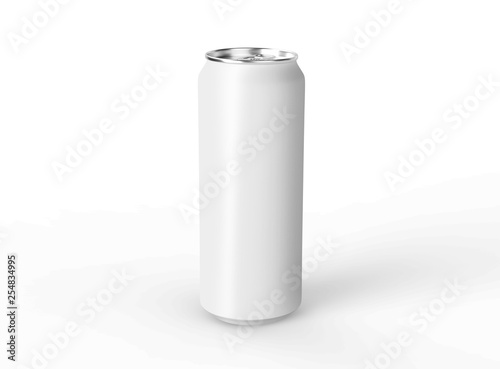 Aluminum can mockup on yellow background. 500 ml aluminum soda can mock up.