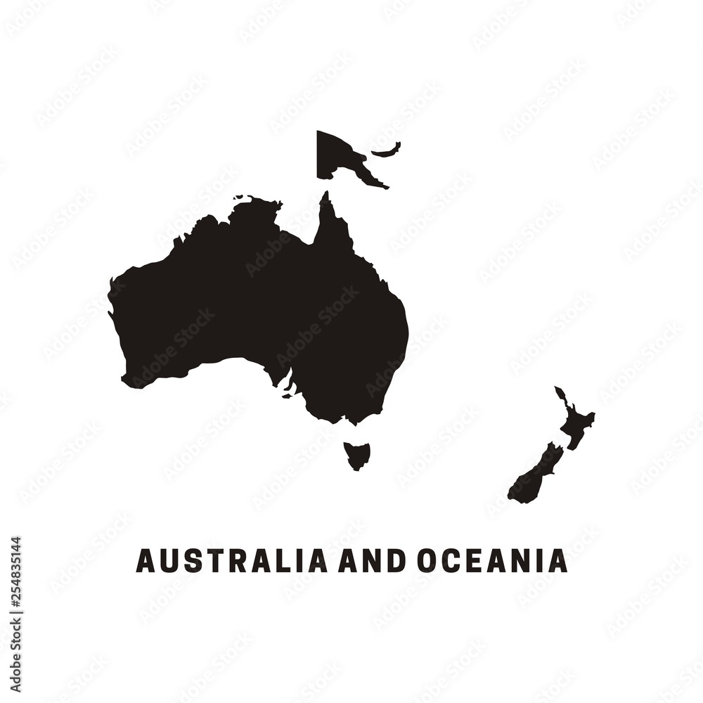 Continent of Australia and Oceania map vector illustration Stock Vector ...