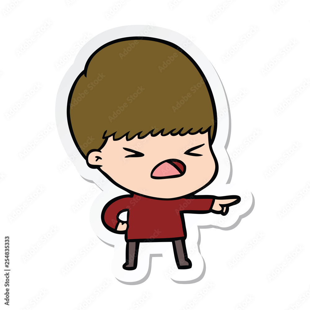 sticker of a cartoon stressed man