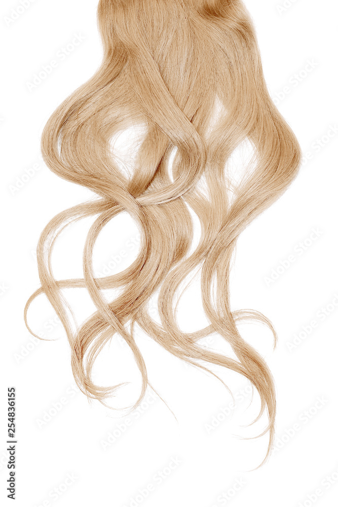 Disheveled blond hair isolated on white background