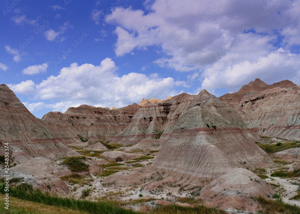 Stunning rock formations and landsape at the Badlands National Park, South Dakota