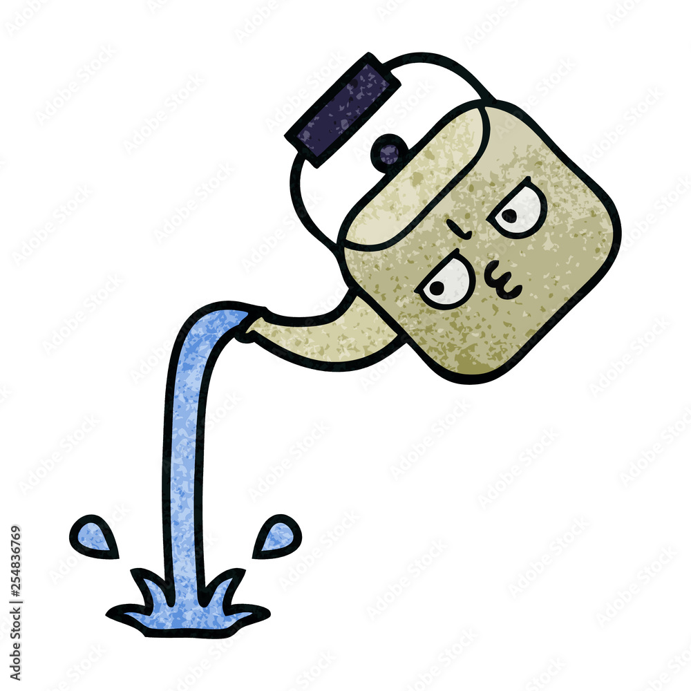 retro grunge texture cartoon pouring kettle retro grunge texture cartoon pouring kettle