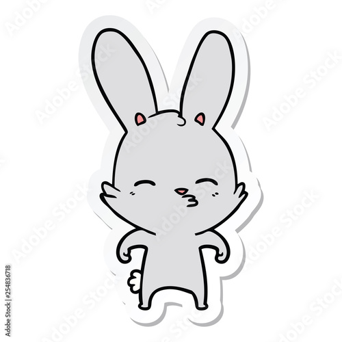 sticker of a curious bunny cartoon