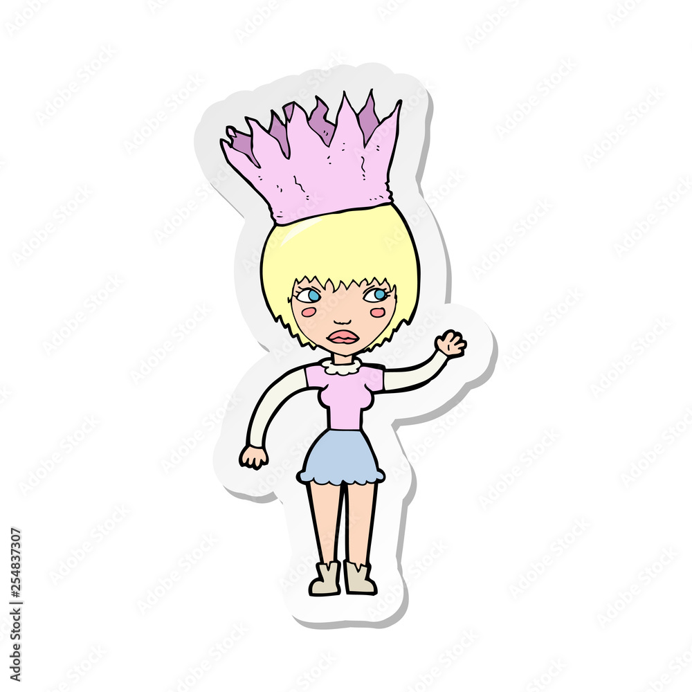 sticker of a cartoon woman wearing paper crown sticker of a cartoon woman wearing paper crown