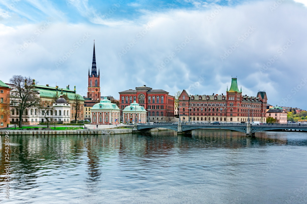 Riddarholm church and Stockholm cityscape, Sweden