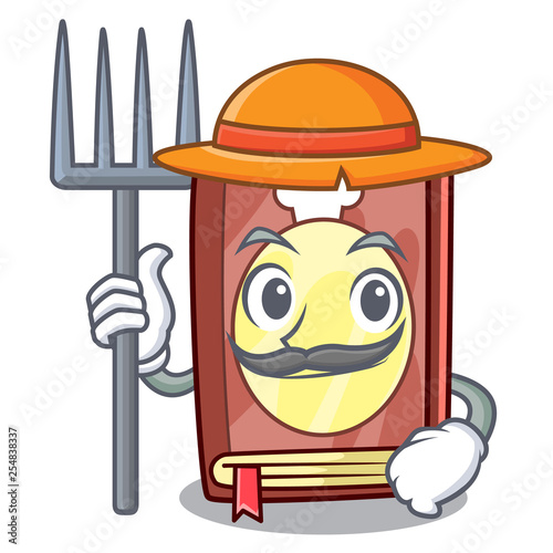 Farmer recipe book above wooden character table