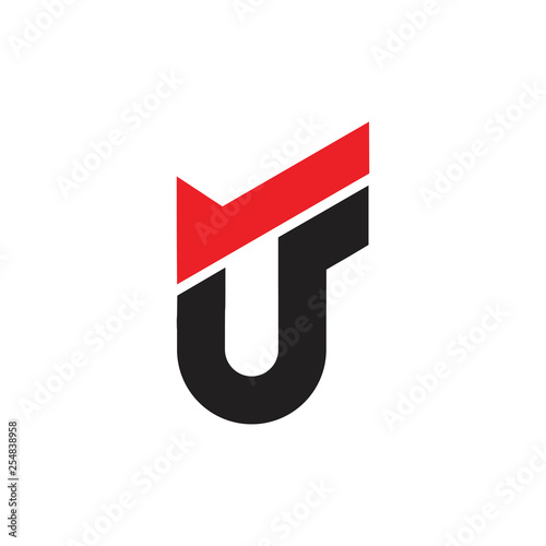 abstract letter uf simple arrow geometric logo vector