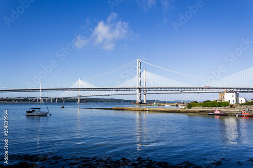 View of Forth Road Bridge and Queensferry Crossing from Queensferry photo