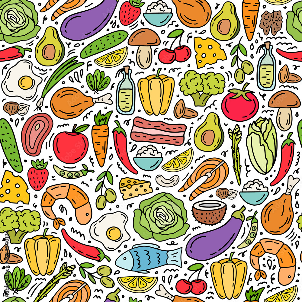 Healthy food seamless pattern