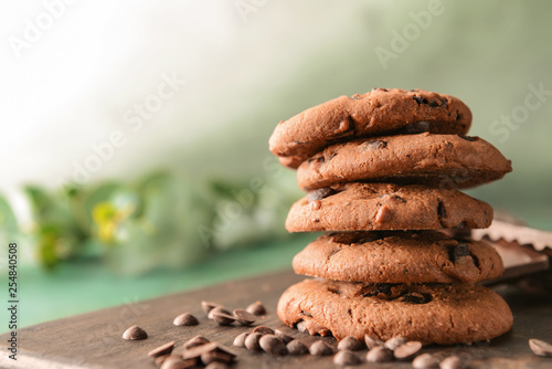 Stack of freshly baked choc...