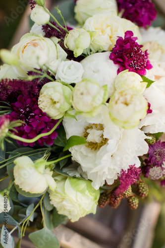 wedding bouquet with white and pink flowers