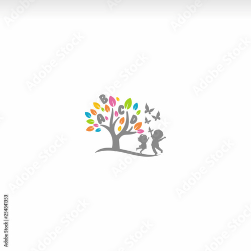 Children play,Playgroup, preschool, kindergarten logo vector