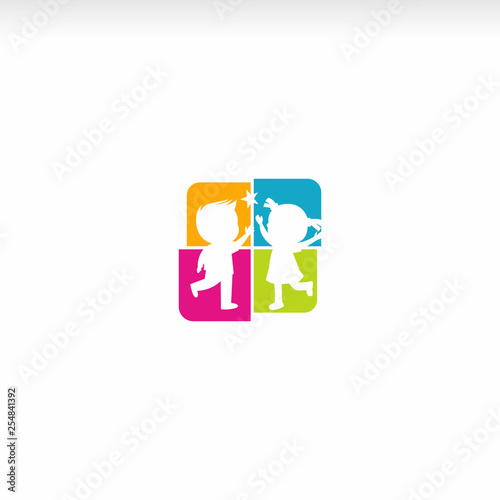 Children play,Playgroup, preschool, kindergarten logo vector