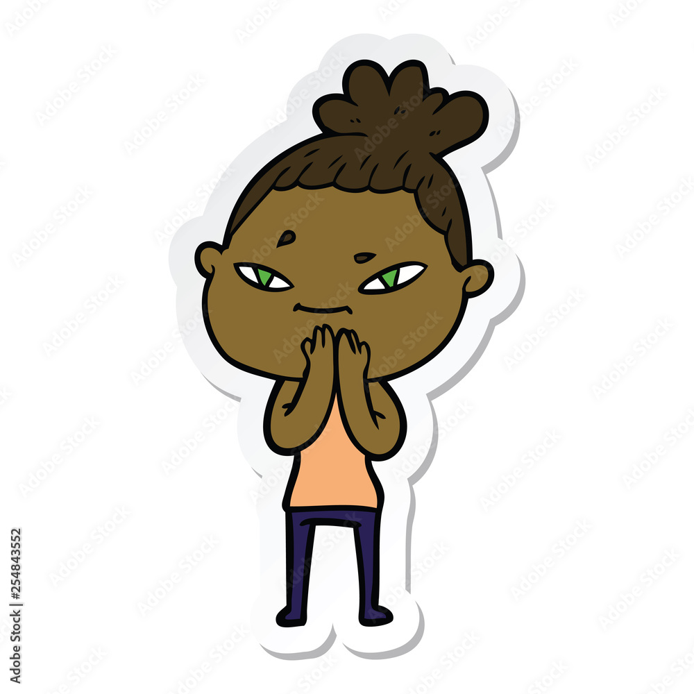 sticker of a cartoon woman sticker of a cartoon woman