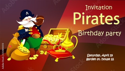 Invitation to a pirate party. Vector illustration