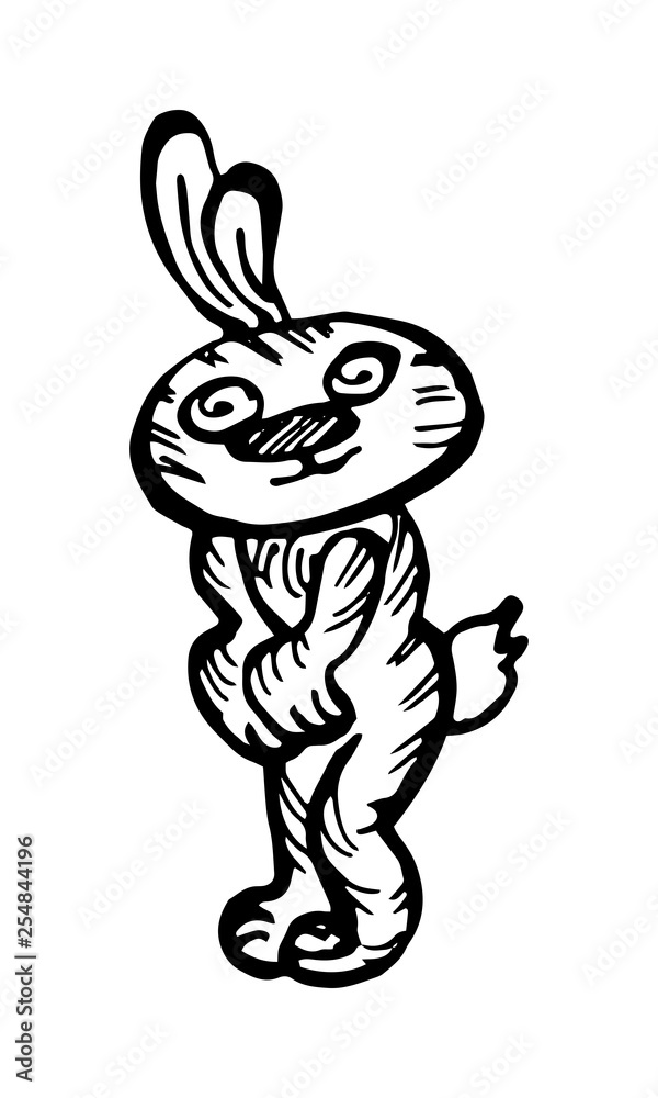 Obraz premium hare character. hand-drawn vector illustration on white background