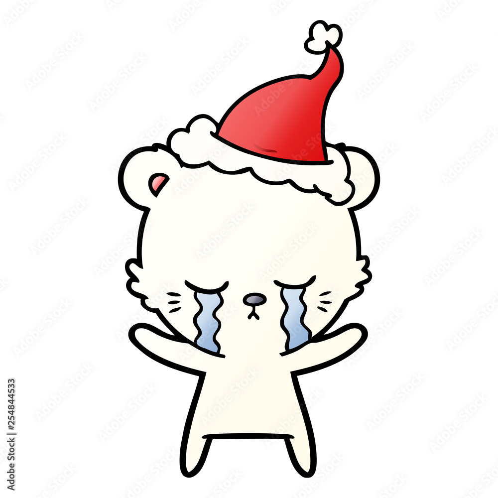 crying gradient cartoon of a polarbear wearing santa hat crying gradient cartoon of a polarbear wearing santa hat