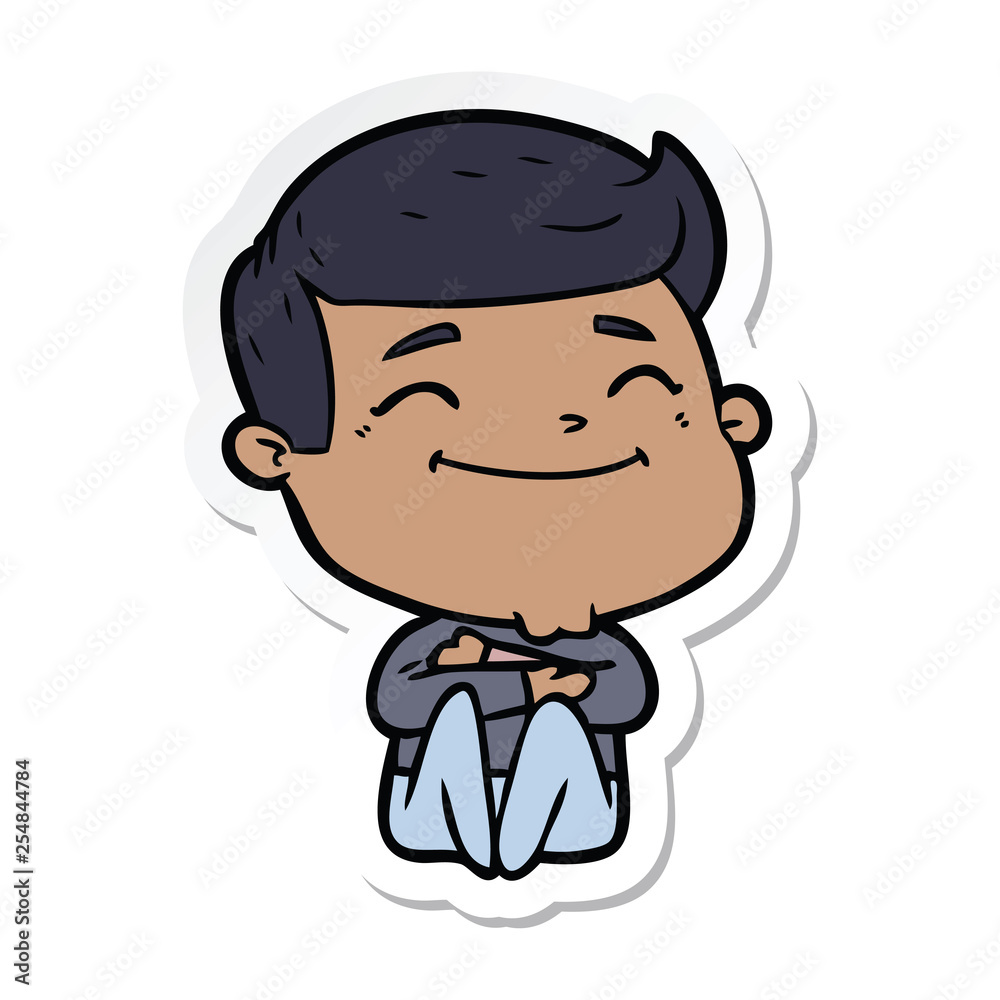 sticker of a happy cartoon man sticker of a happy cartoon man