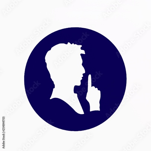 Bilde på lerret Silent please. Be quiet sign with the finger on lips gesture