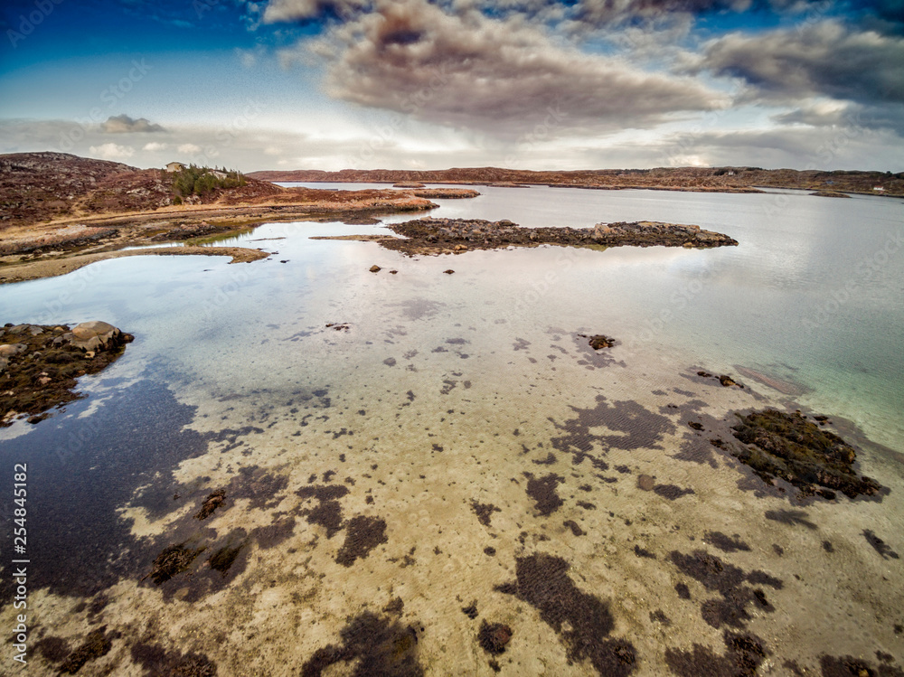 Obraz premium From a bird's eye view on the shores of the Norwegian fjord