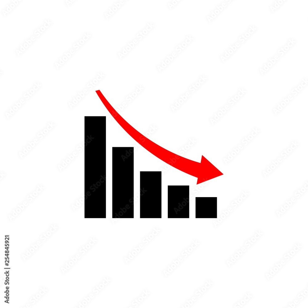 Decline Graph, Chart with bars declining, Chart icon Decline Graph, Chart with bars declining, Chart icon