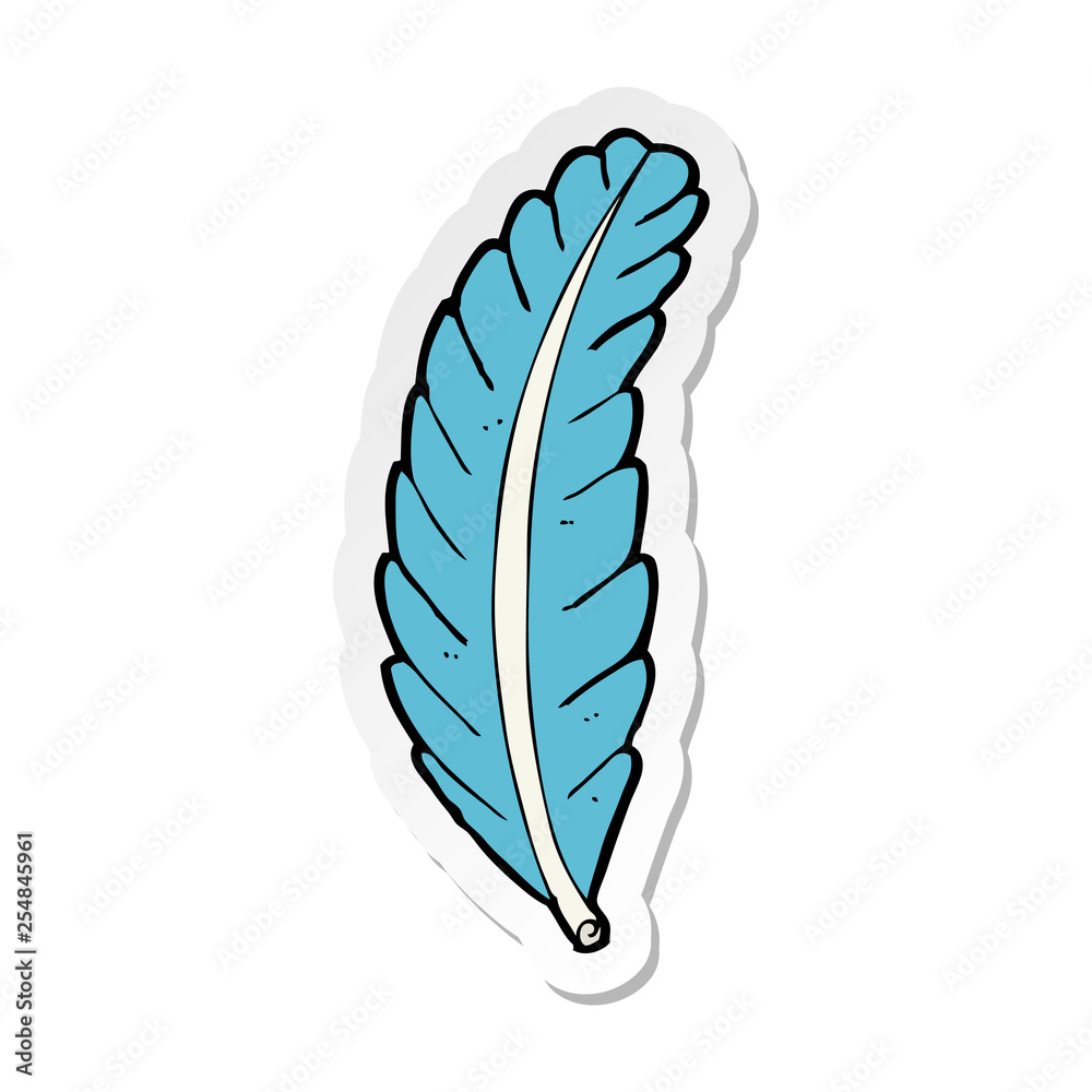 sticker of a cartoon feather