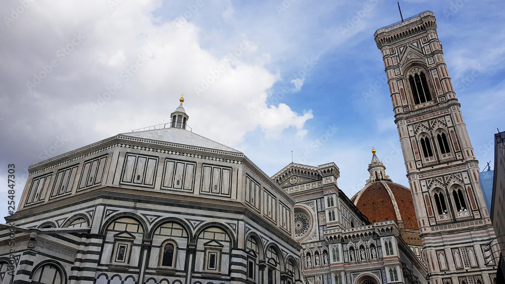 The Florence Cathedral, the Dome, the Baptistery and Giotto's bell tower, Florence, Tuscany, Italy