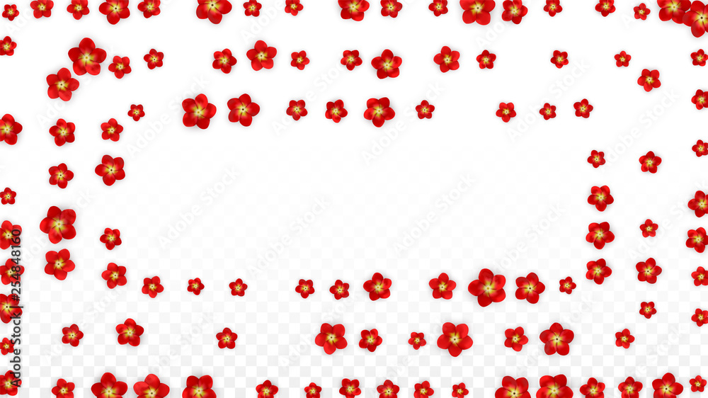 Vector Realistic Red Flowers Falling on Transparent Background. Spring Romantic Flowers Illustration. Flying Asian Rose Spa Design. Blossom Confetti. Design Elements for Wedding Decoration. Vector Realistic Red Flowers Falling on Transparent Background. Spring Romantic Flowers Illustration. Flying Asian Rose Spa Design. Blossom Confetti. Design Elements for Wedding Decoration.