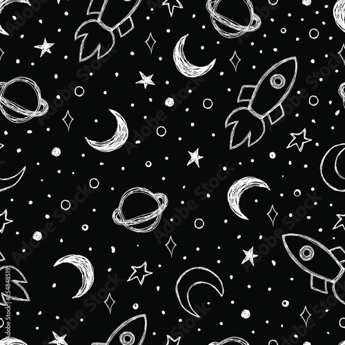 Doodle pattern with night s...