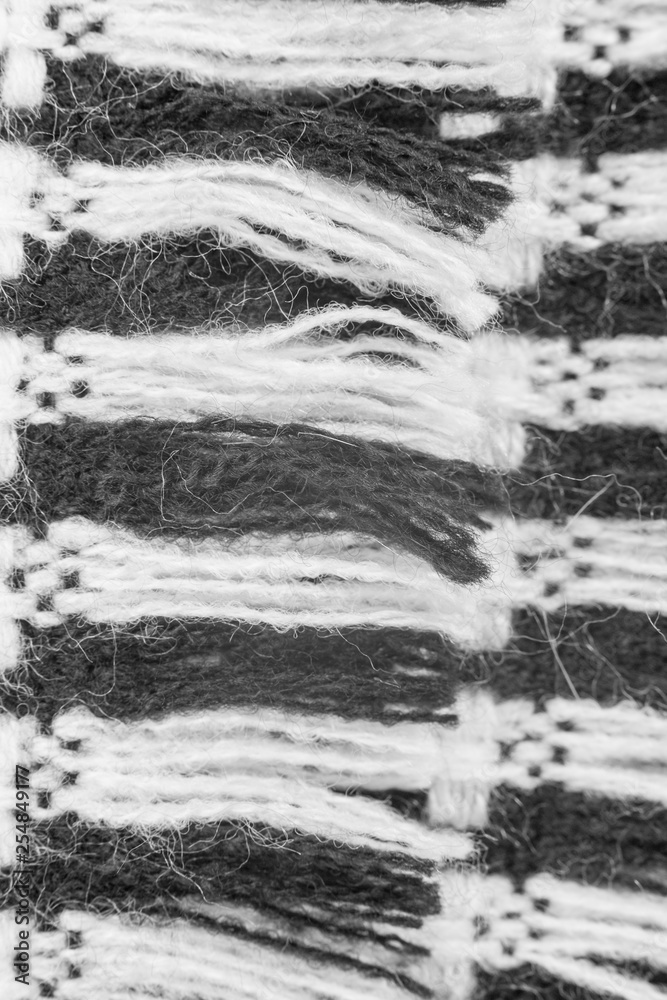 black and white wool fabric with fringe black and white wool fabric with fringe