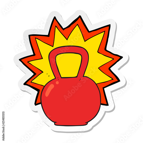 sticker of a cartoon kettle bell