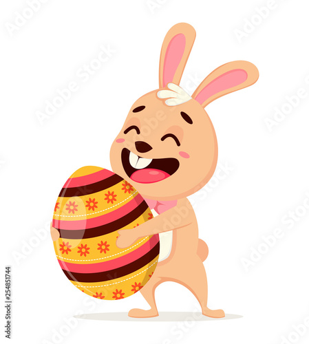 Happy Easter greeting card. Cute rabbit