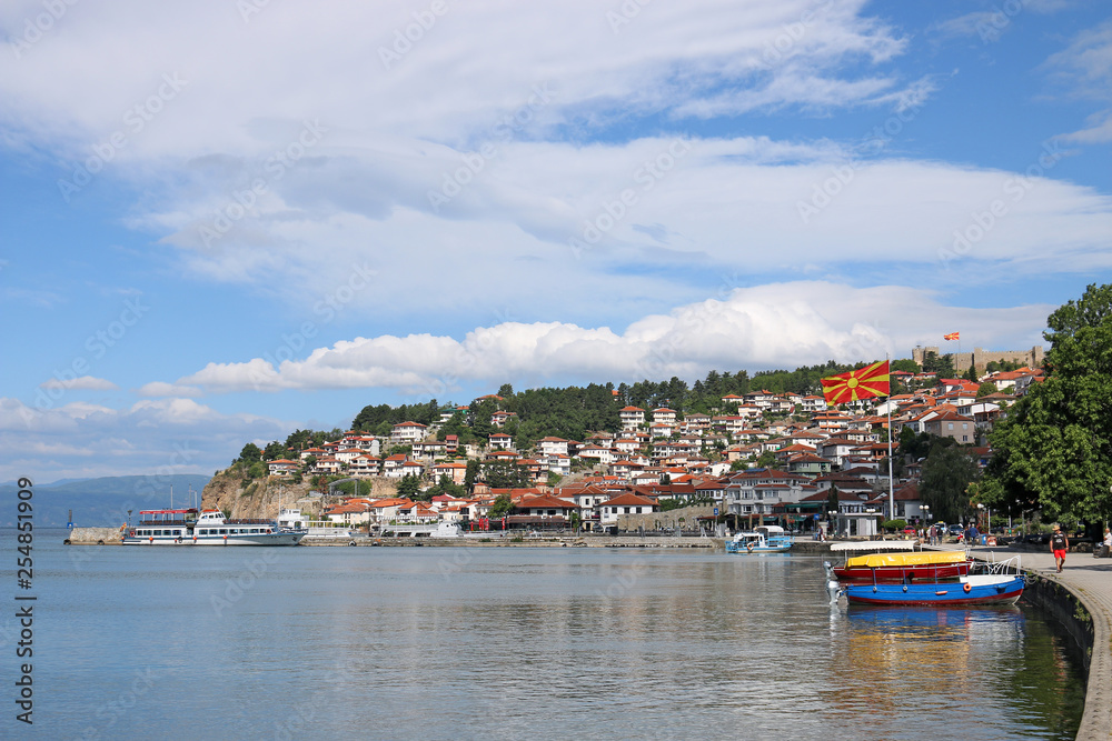 Ohrid town and Lake Ohrid in summer North Macedonia