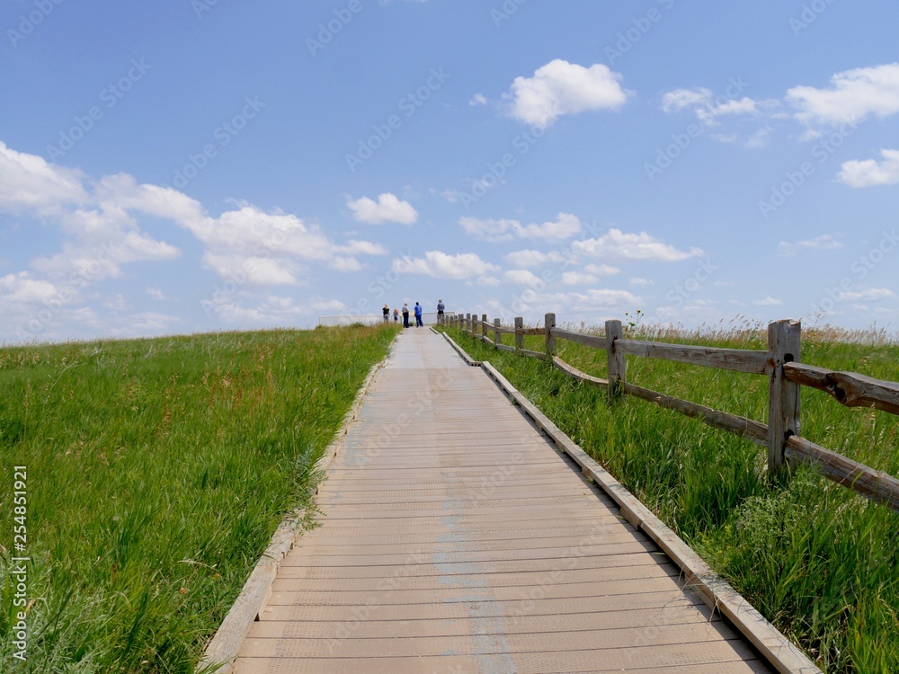 Walkway for visitors at the Badlands National Park in South Dakota.